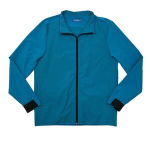 Devereux Jacket Mens Medium Malibu Blue Full Zip Lightweight Nylon Stretch Golf